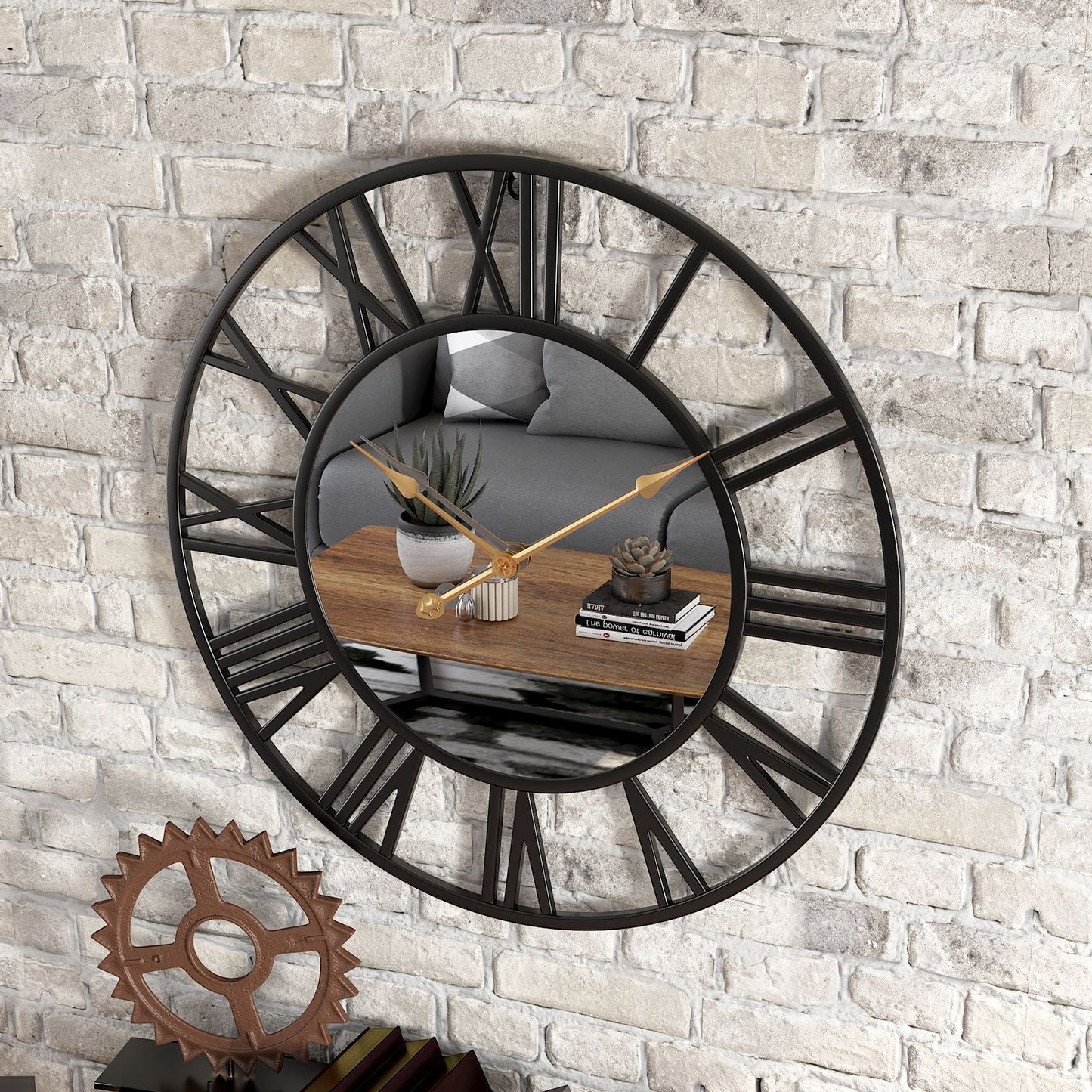 Classic Round Oversized Wall Clock with Mirror 39cm