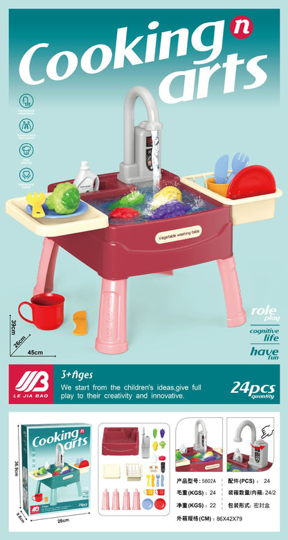 Fun Kids Play Kitchen with Water Play Faucet - Cofik