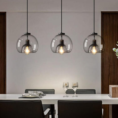 Sleek Glass Pendant Light Adjustable Ceiling Lamp