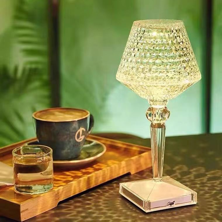 Elegant Glass Desk Lamp with USB Charger