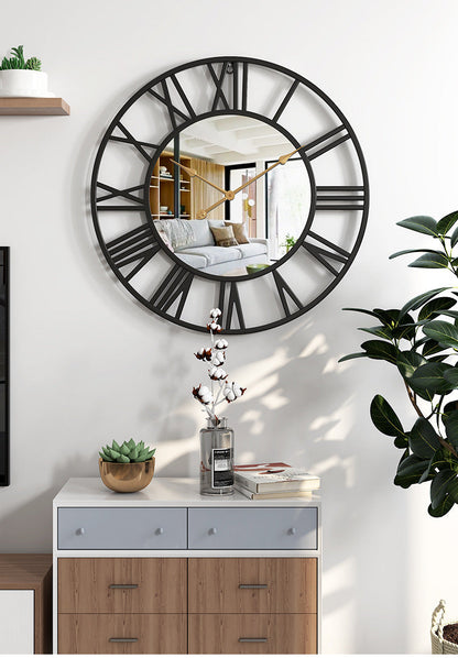 Classic Round Oversized Wall Clock with Mirror 39cm