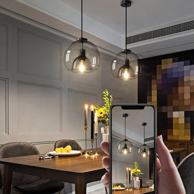 Sleek Glass Pendant Light Adjustable Ceiling Lamp