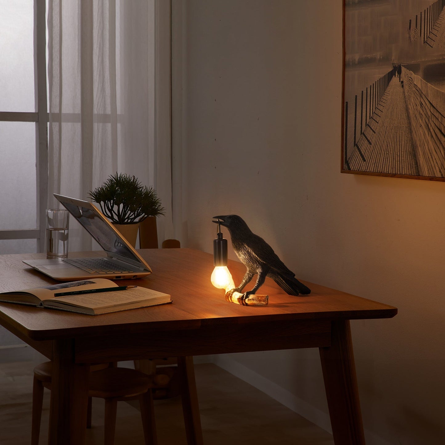 Compact Bird Bedside Table Lamp Nightlight