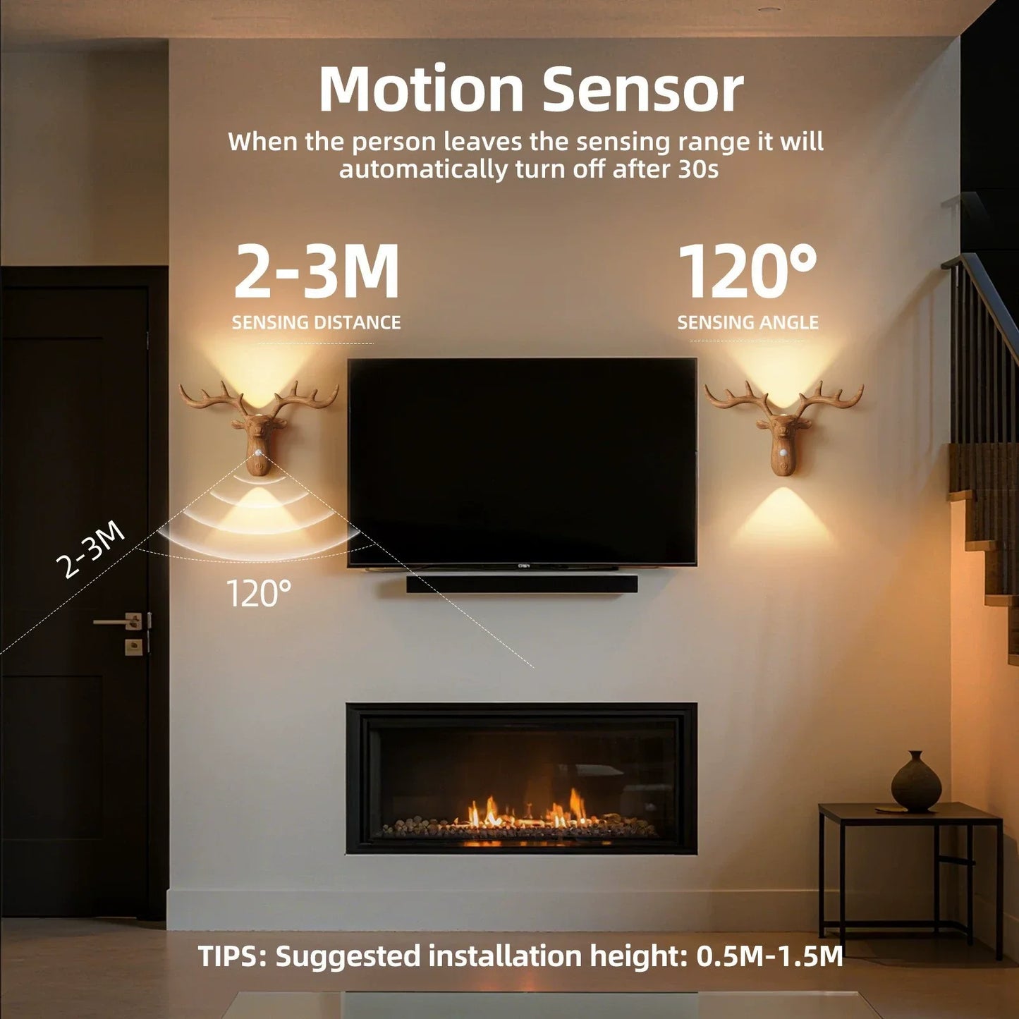 Smart LED Wireless Bedroom Wall Light with Motion Sensor