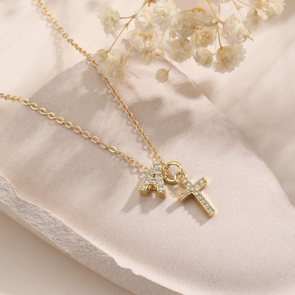 Delicate Initial Cross Pendant Necklace