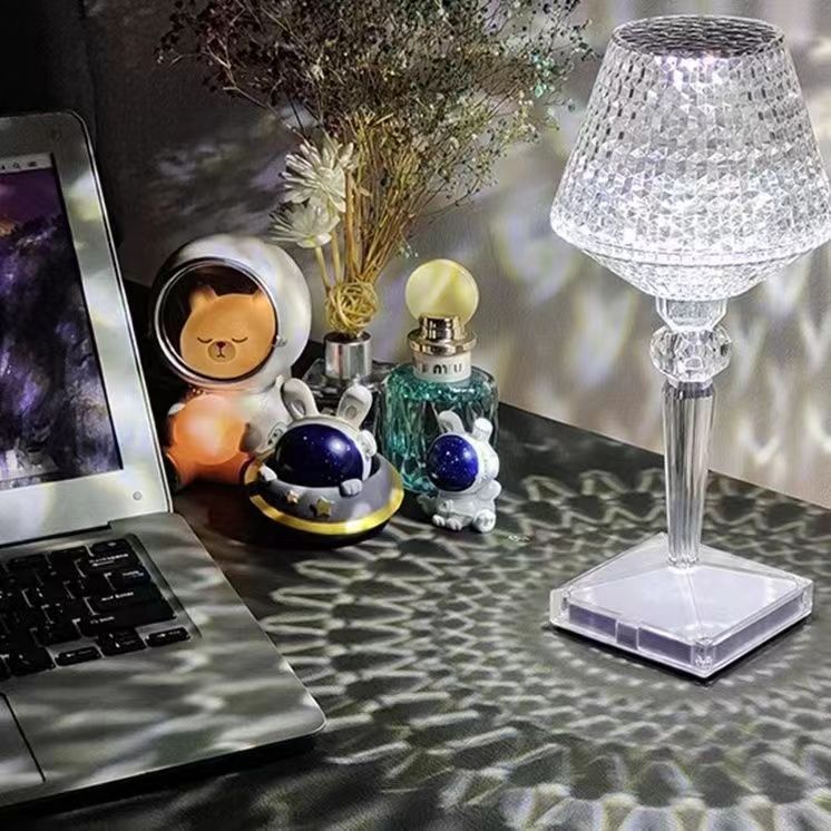 Elegant Glass Desk Lamp with USB Charger