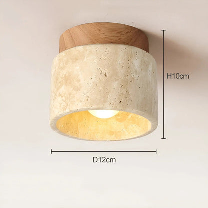 Natural Japanese LED Table Lamp with Stone Base
