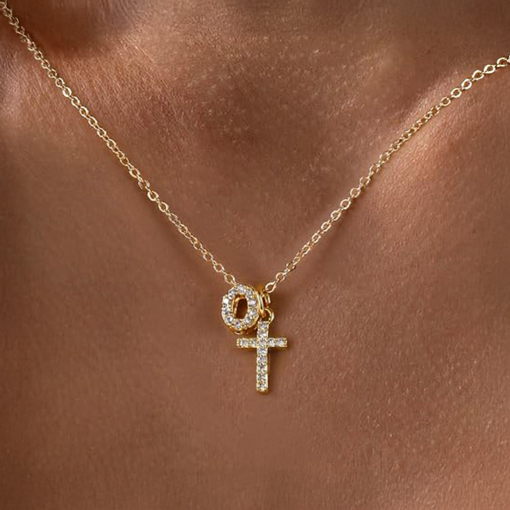 Delicate Initial Cross Pendant Necklace