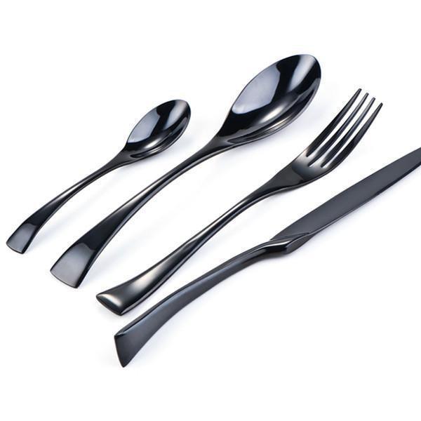 Luxury Black Silver Cutlery Set - Cofik
