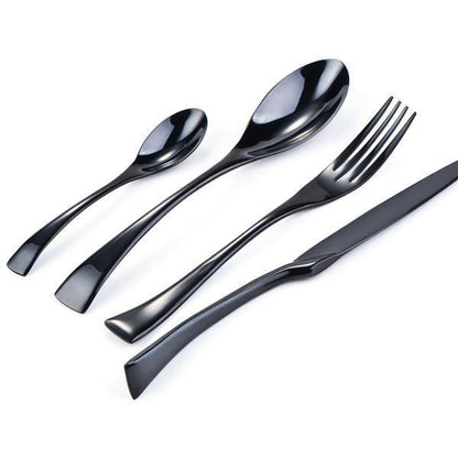 Luxury Black Silver Cutlery Set - Cofik