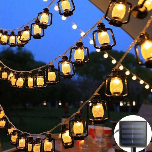 Warm Outdoor String Lanterns with Flicker Effect - Cofik