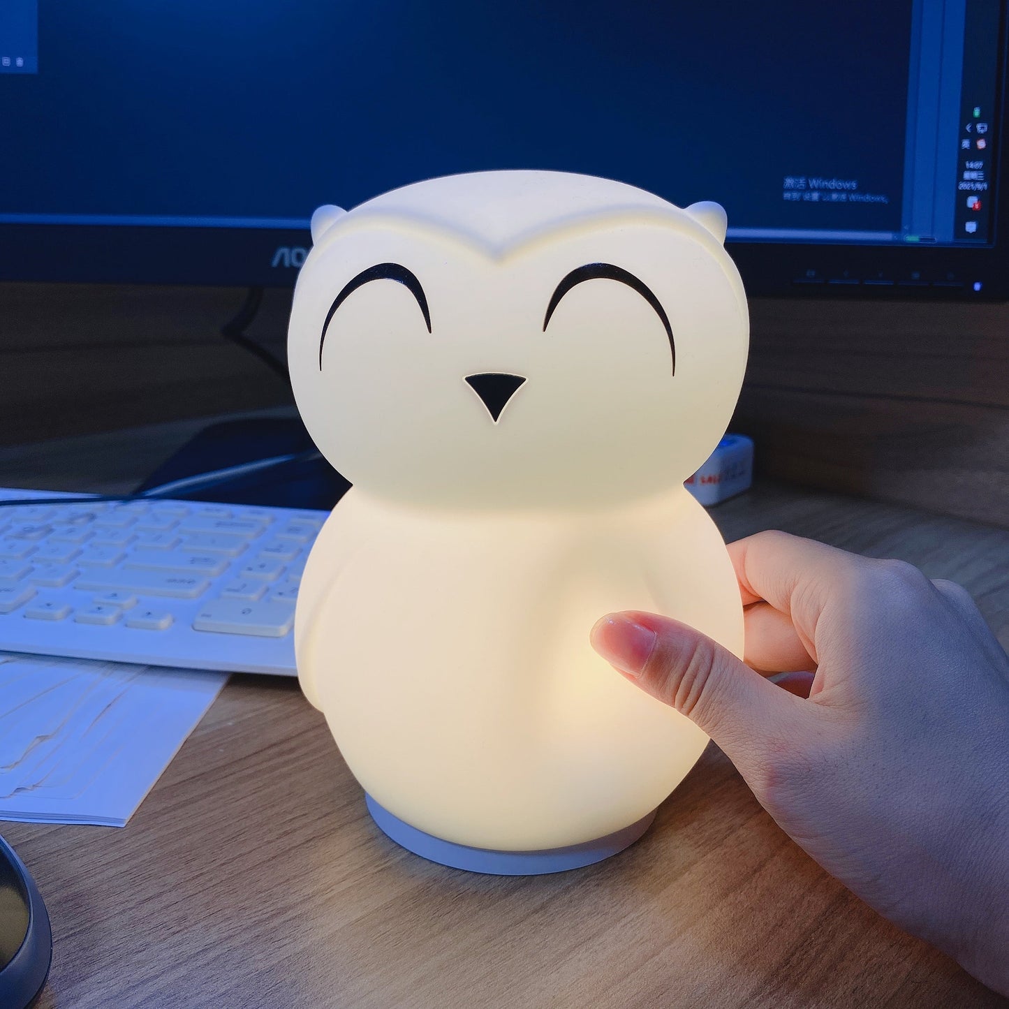 Rechargeable Cute Owl Bedroom Lamp