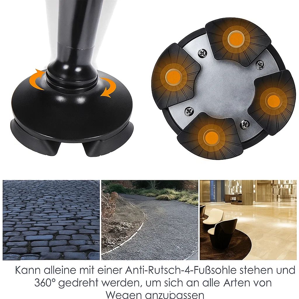 Portable LED Walking Stick with Alarm and Grip
