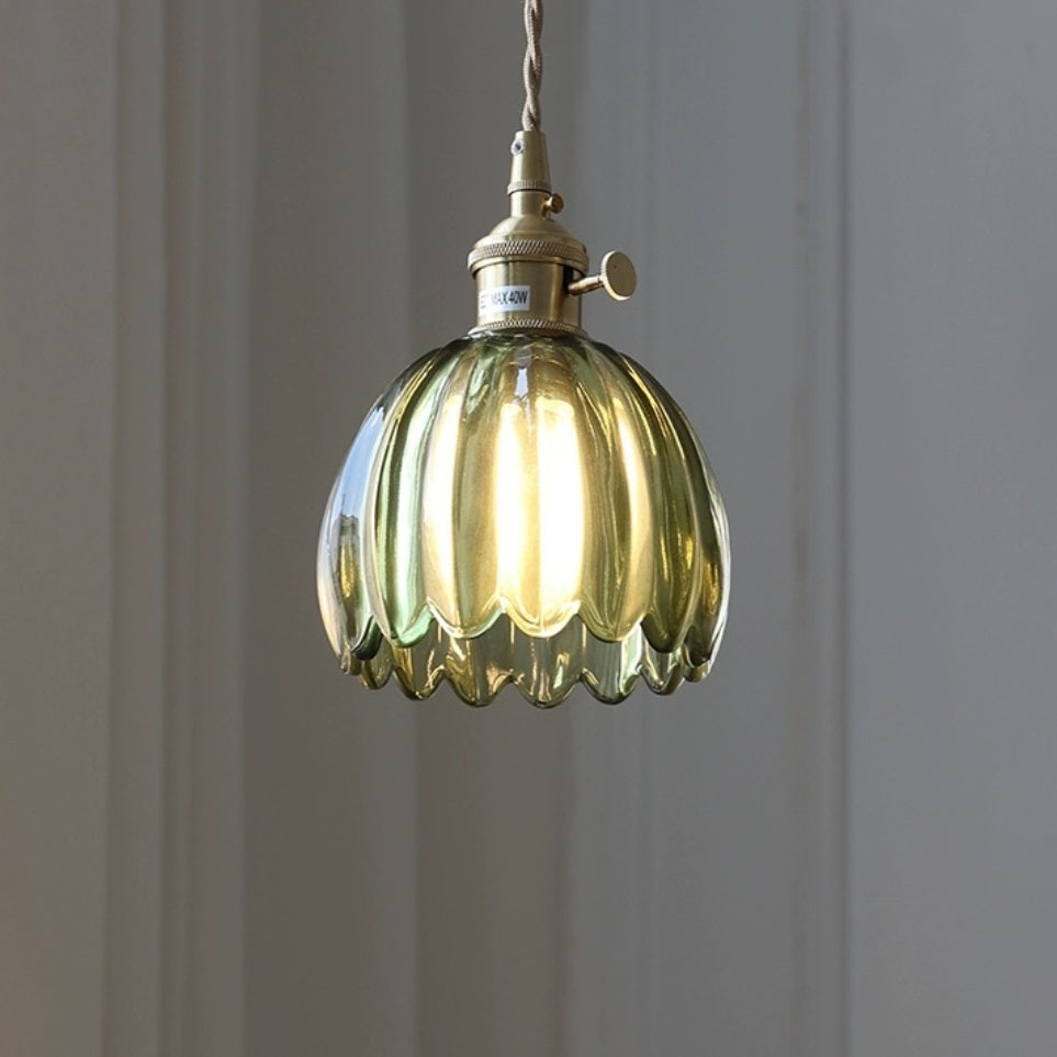 Vintage Floral Glass Hanging Lamp
