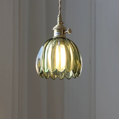 Vintage Floral Glass Hanging Lamp