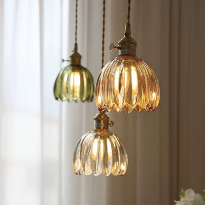Vintage Floral Glass Hanging Lamp