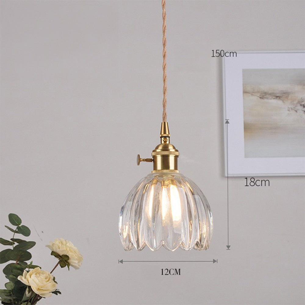 Vintage Floral Glass Hanging Lamp