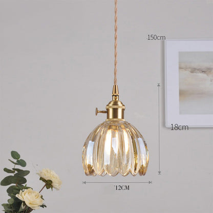 Vintage Floral Glass Hanging Lamp