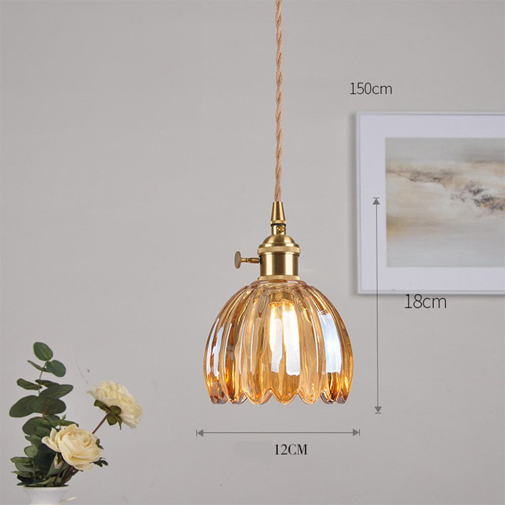Vintage Floral Glass Hanging Lamp
