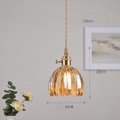Vintage Floral Glass Hanging Lamp