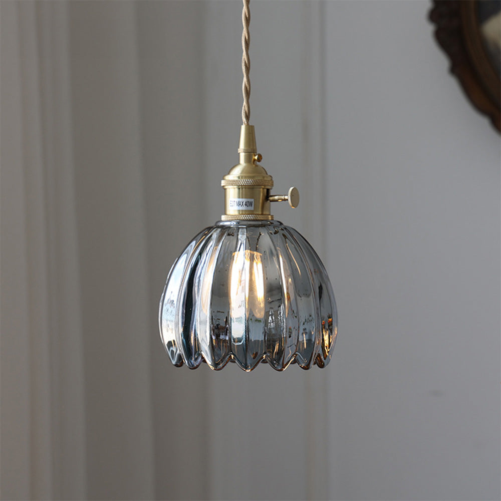 Vintage Floral Glass Hanging Lamp