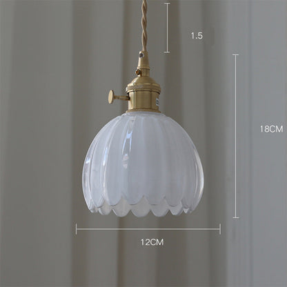 Vintage Floral Glass Hanging Lamp
