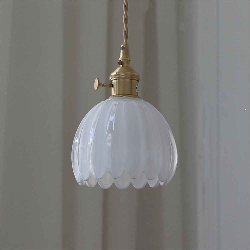Vintage Floral Glass Hanging Lamp