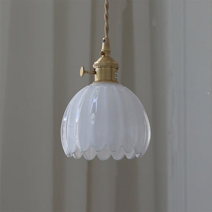 Vintage Floral Glass Hanging Lamp