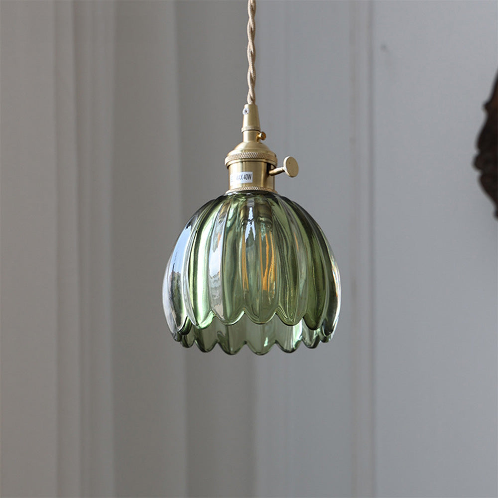 Vintage Floral Glass Hanging Lamp - Cofik