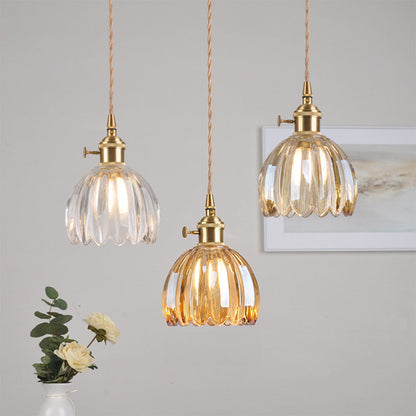 Vintage Floral Glass Hanging Lamp