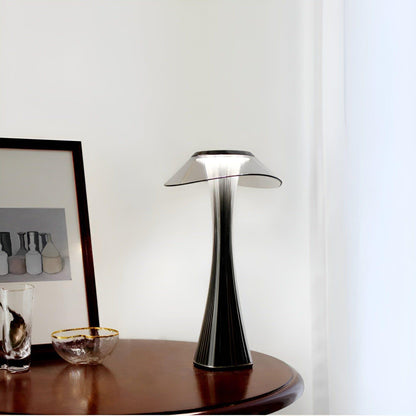 Elegant Glass Bedside Table Lamp with USB Rechargeable Base
