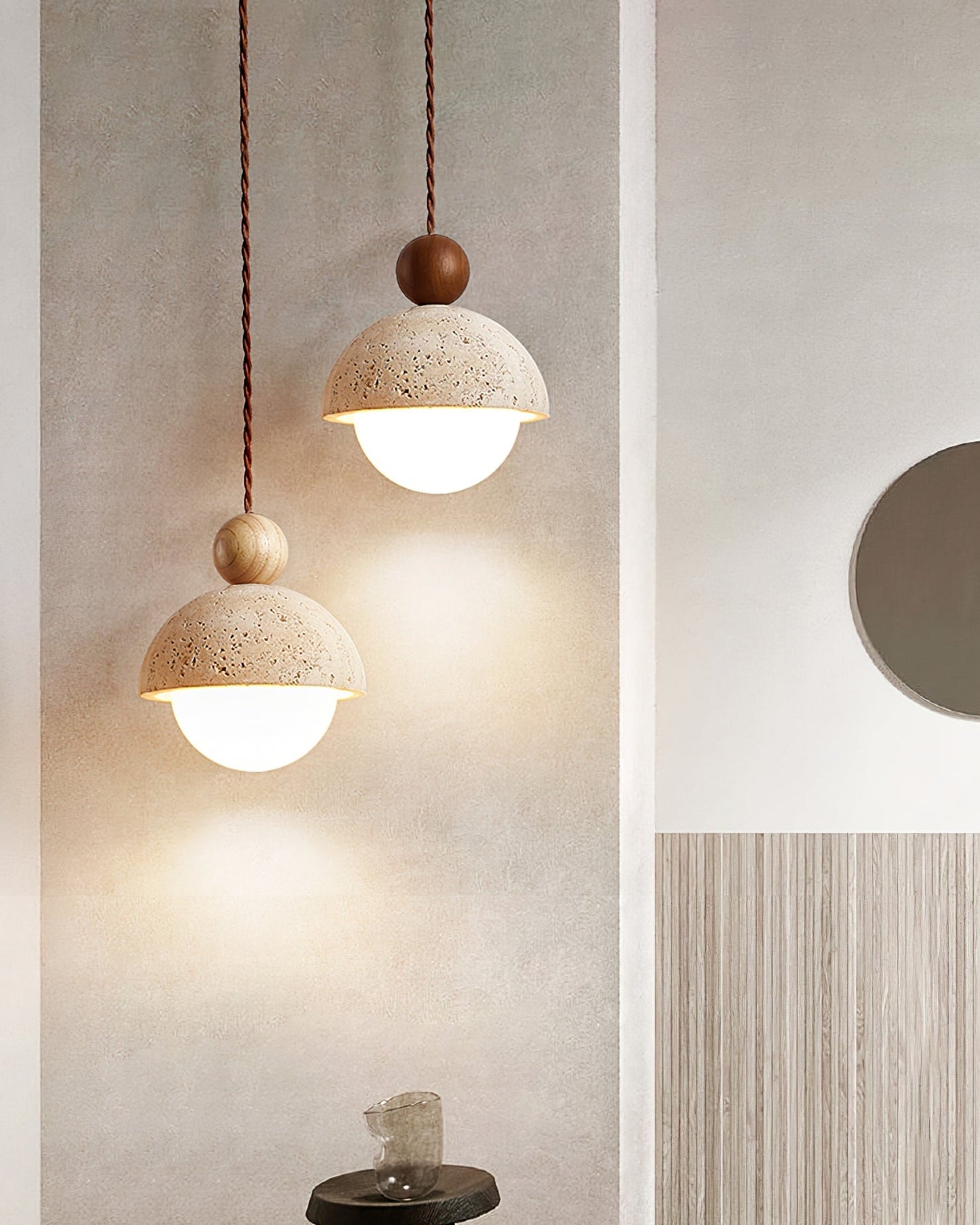Classic Beige Glass Pendant Light Fixture