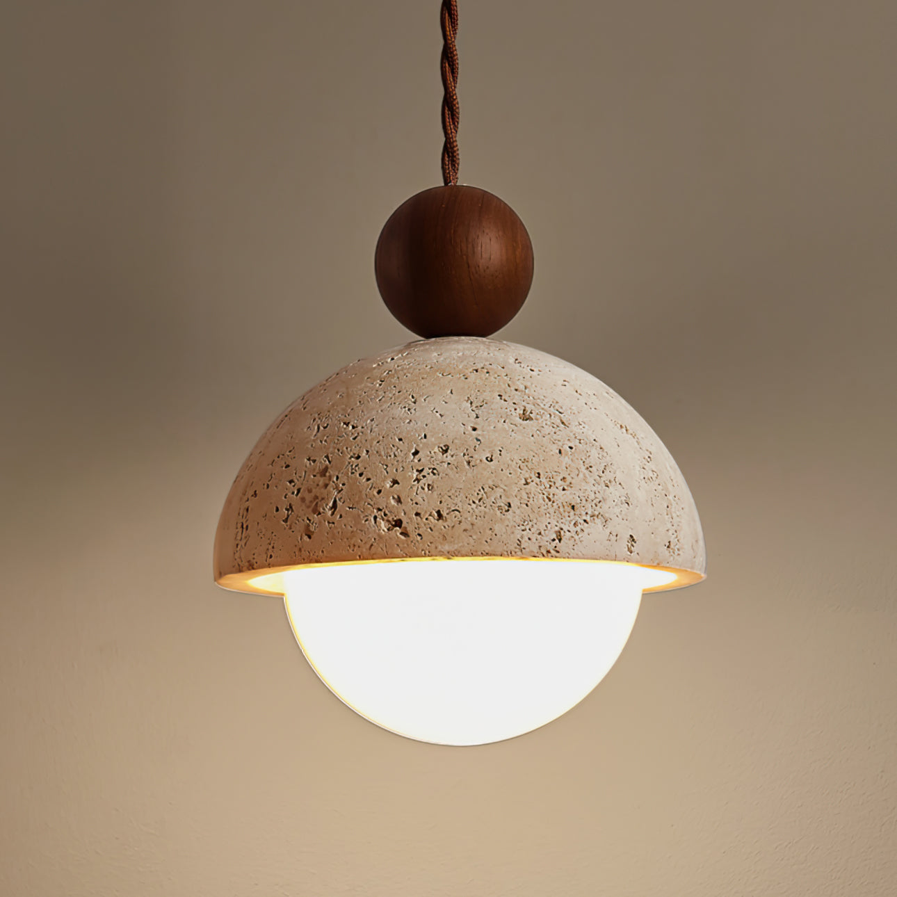 Classic Beige Glass Pendant Light Fixture
