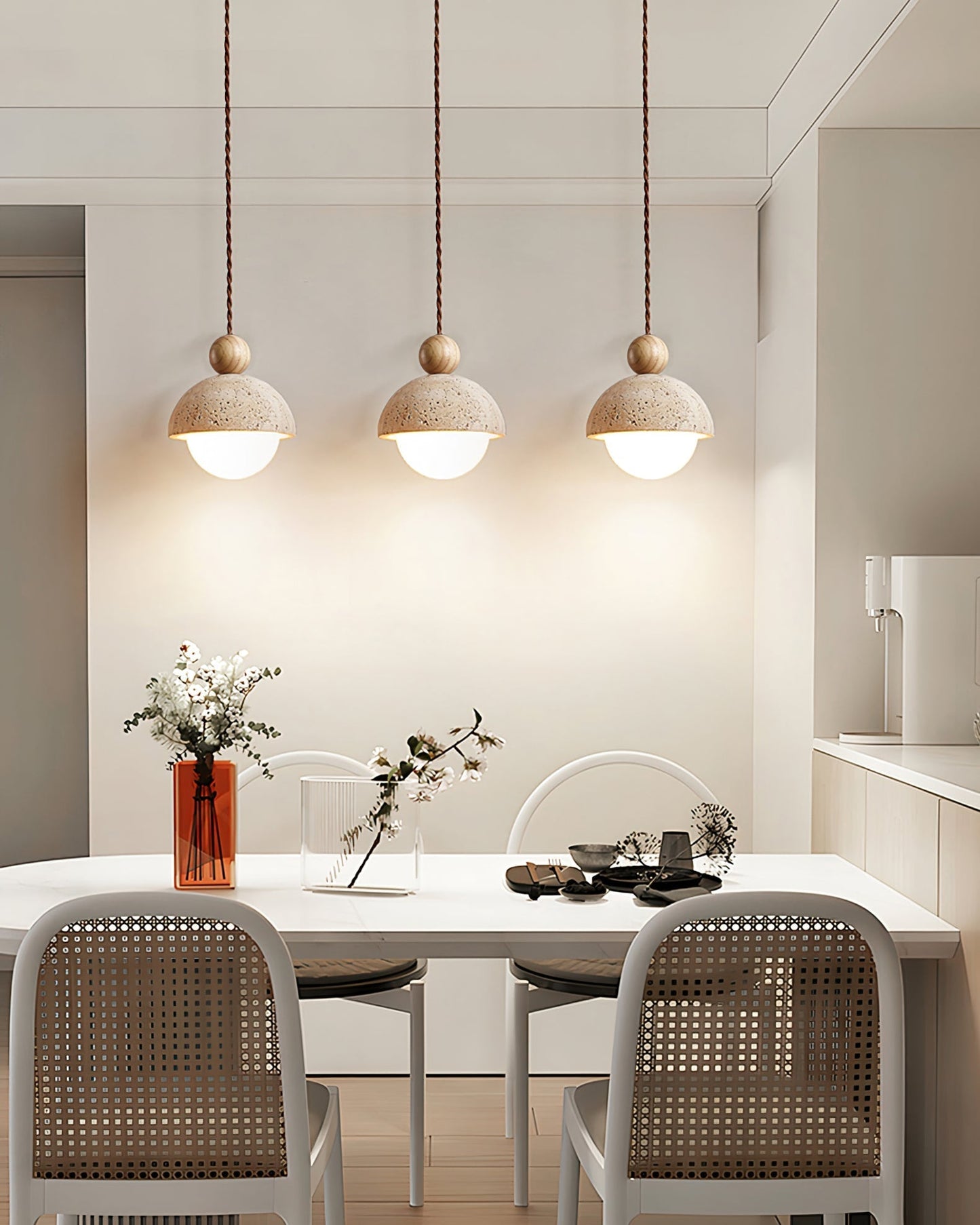 Classic Beige Glass Pendant Light Fixture