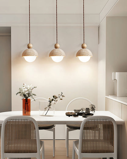 Classic Beige Glass Pendant Light Fixture