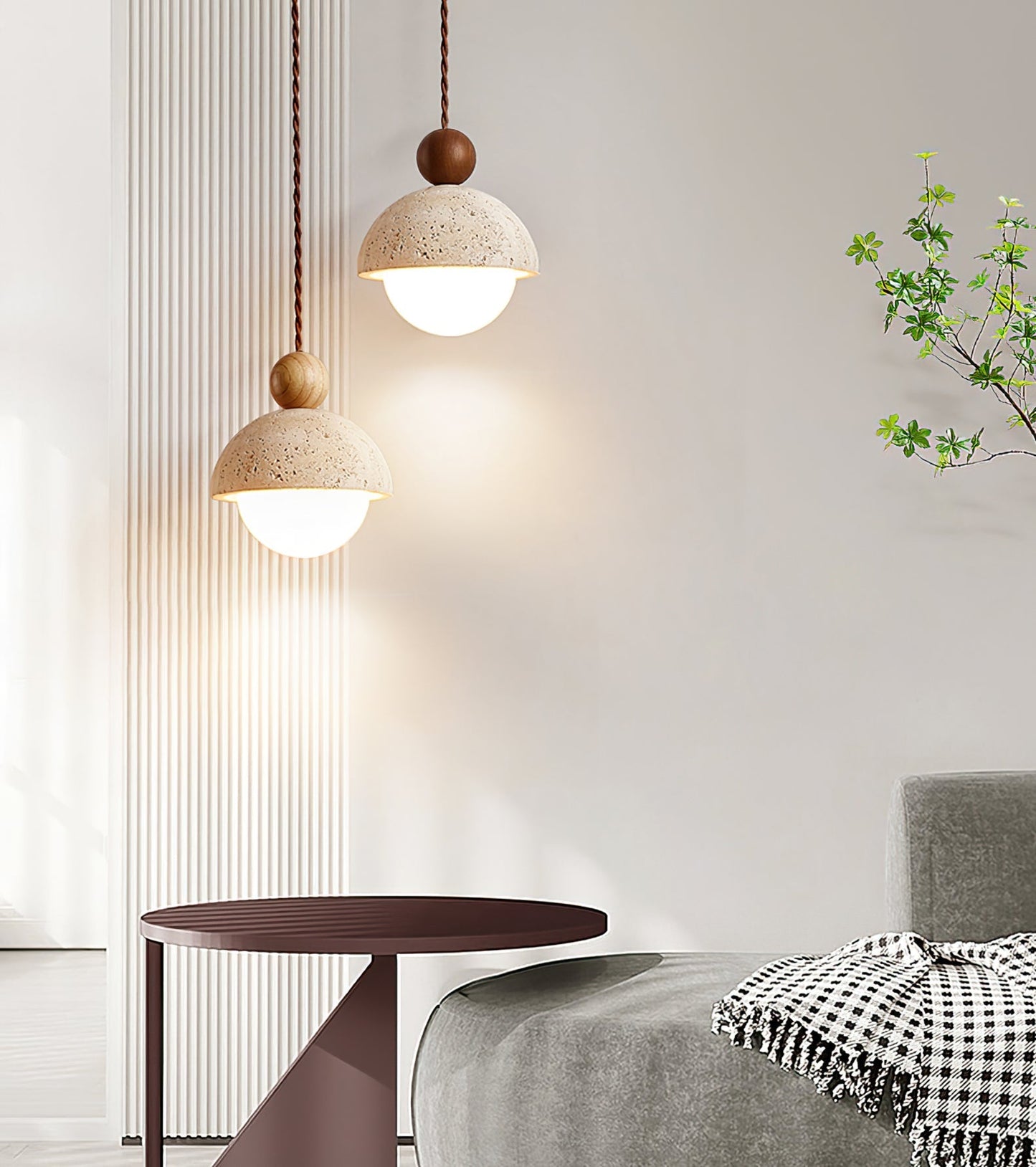 Classic Beige Glass Pendant Light Fixture