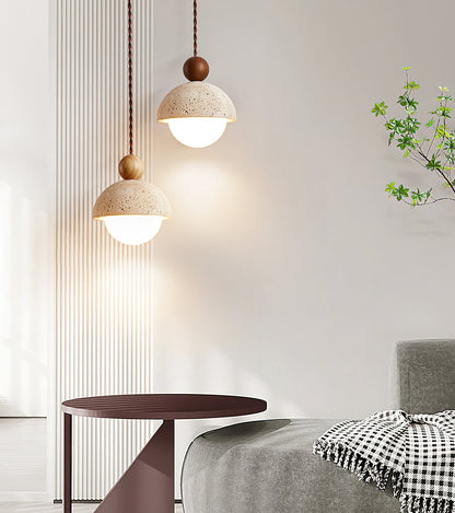 Classic Beige Glass Pendant Light Fixture