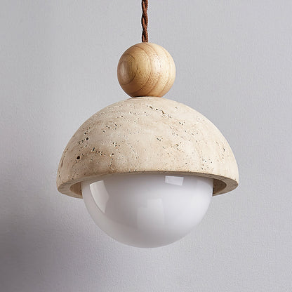 Classic Beige Glass Pendant Light Fixture