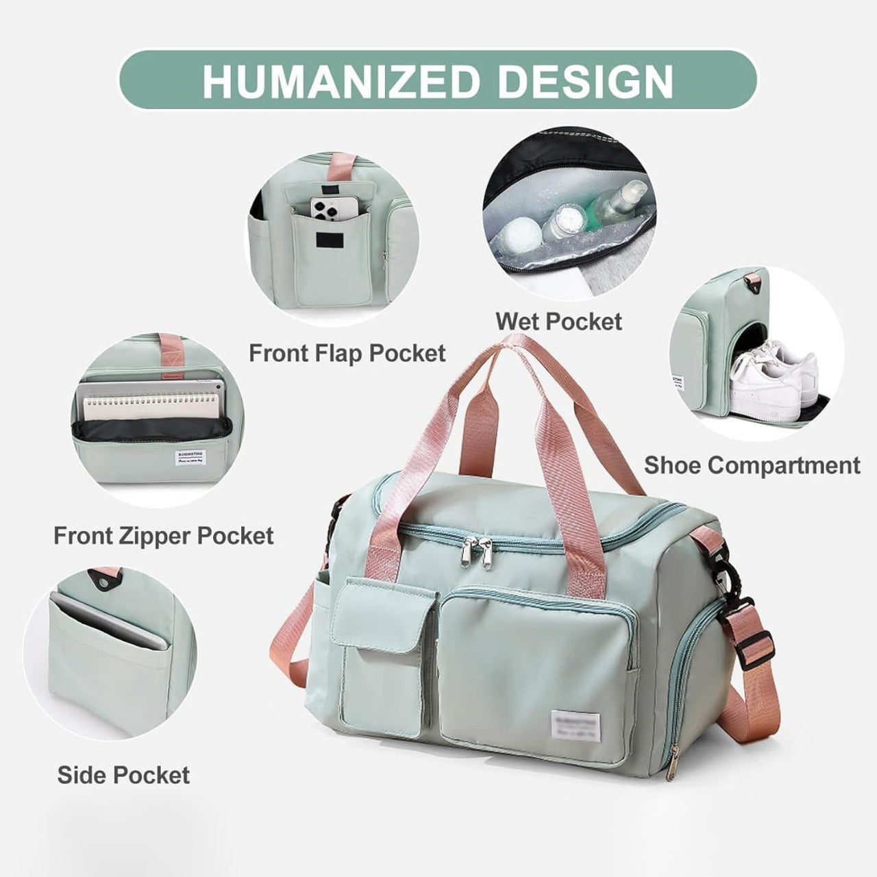 Waterproof Sports Duffel Bag with Multiple Pockets