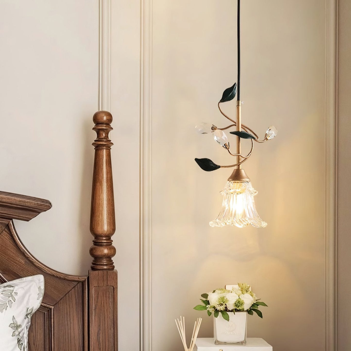 Rustic Floral Hanging Lamp