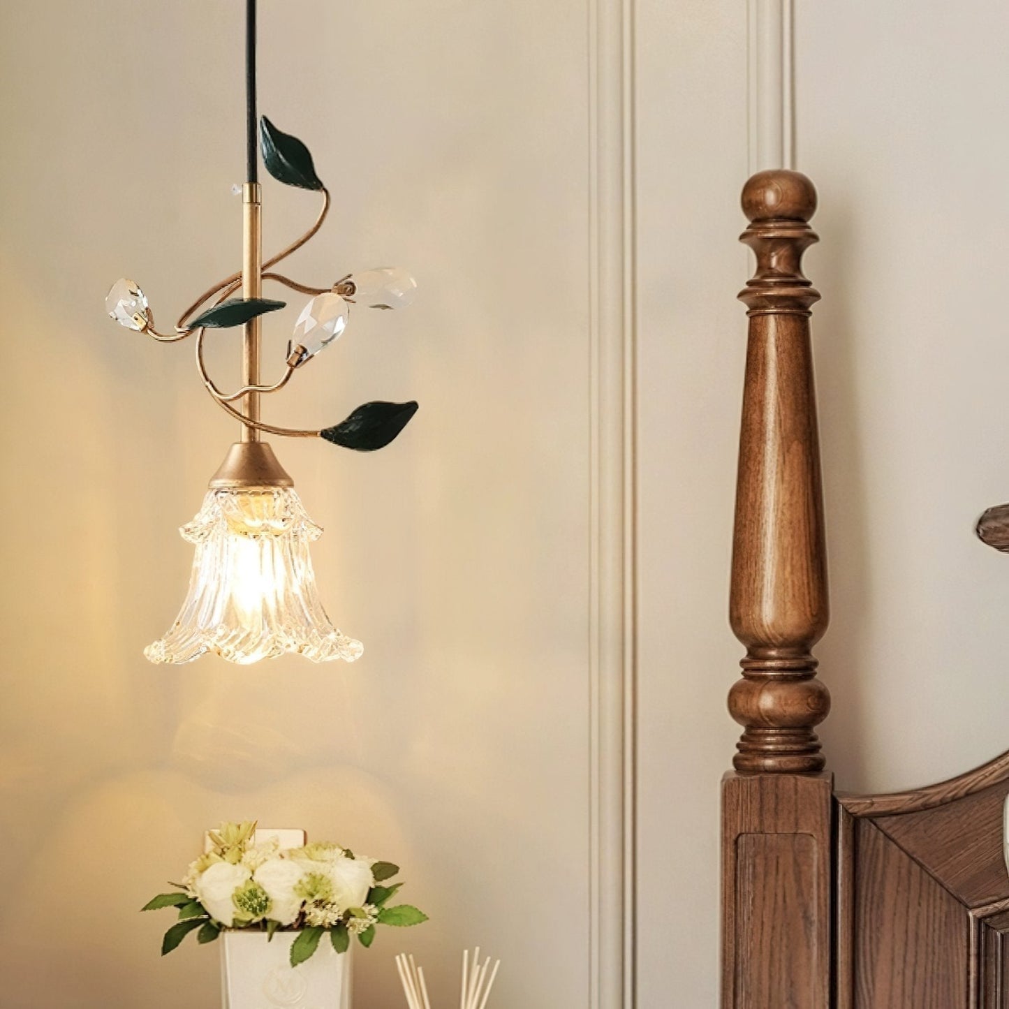 Rustic Floral Hanging Lamp