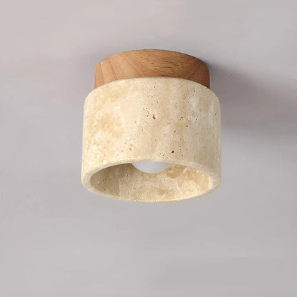 Natural Japanese LED Table Lamp with Stone Base