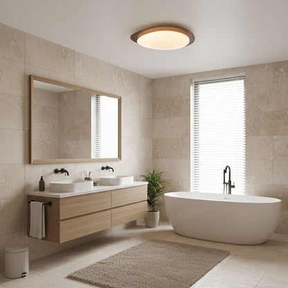 Compact LED Ceiling Lamp 12W Wooden Flush Mount