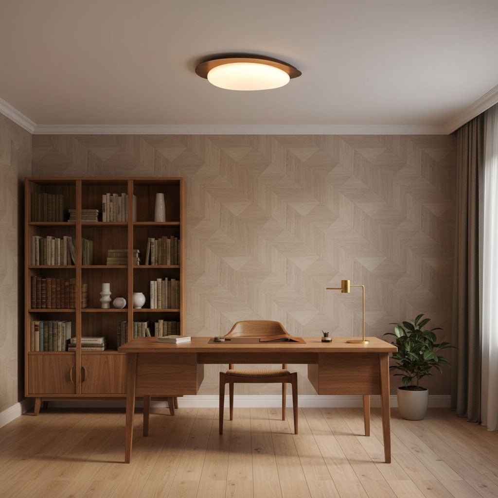 Compact LED Ceiling Lamp 12W Wooden Flush Mount