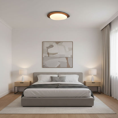 Compact LED Ceiling Lamp 12W Wooden Flush Mount