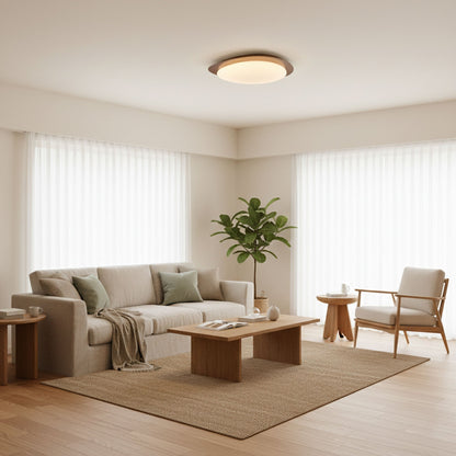 Compact LED Ceiling Lamp 12W Wooden Flush Mount
