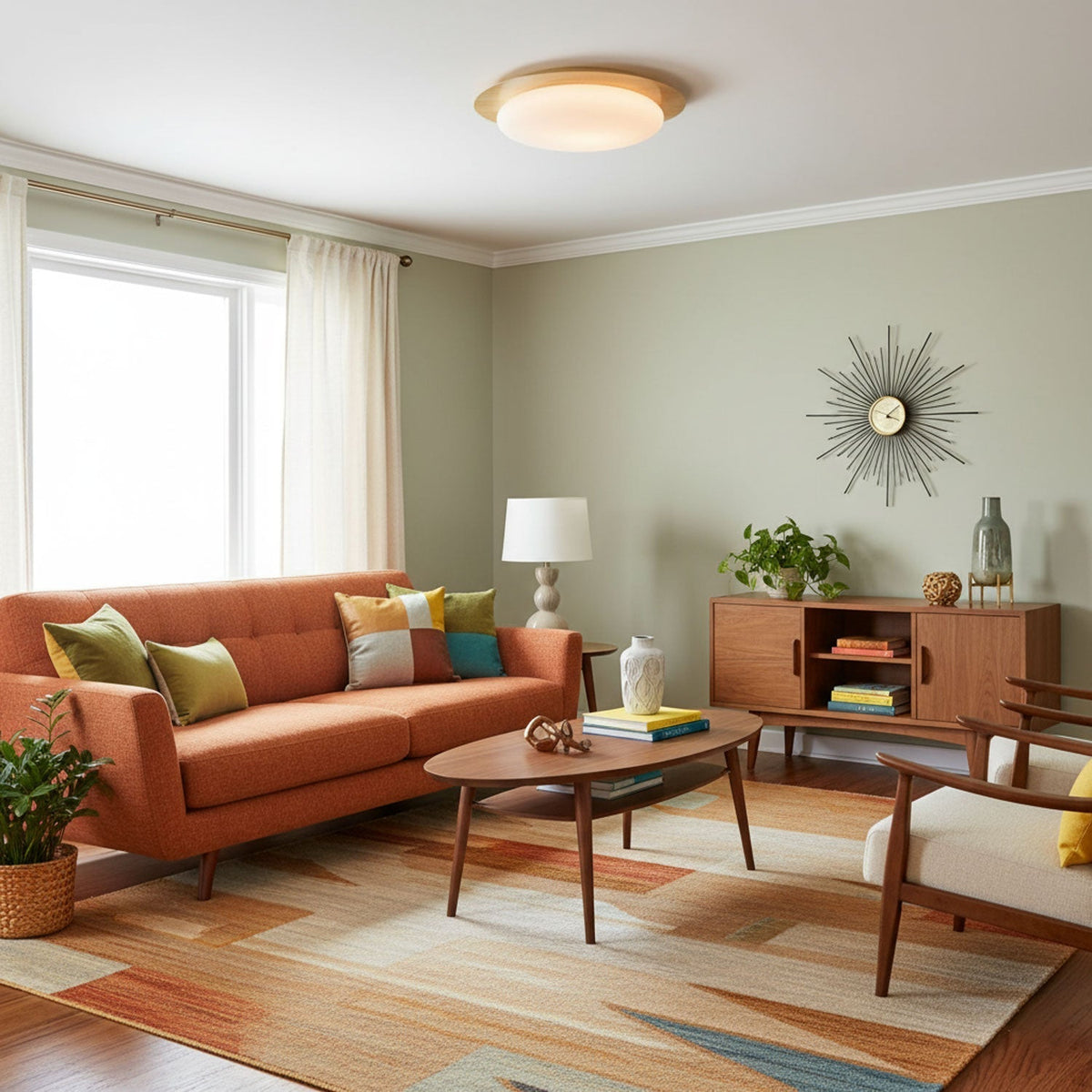 Compact LED Ceiling Lamp 12W Wooden Flush Mount