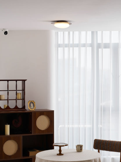 Compact LED Ceiling Lamp 12W Wooden Flush Mount