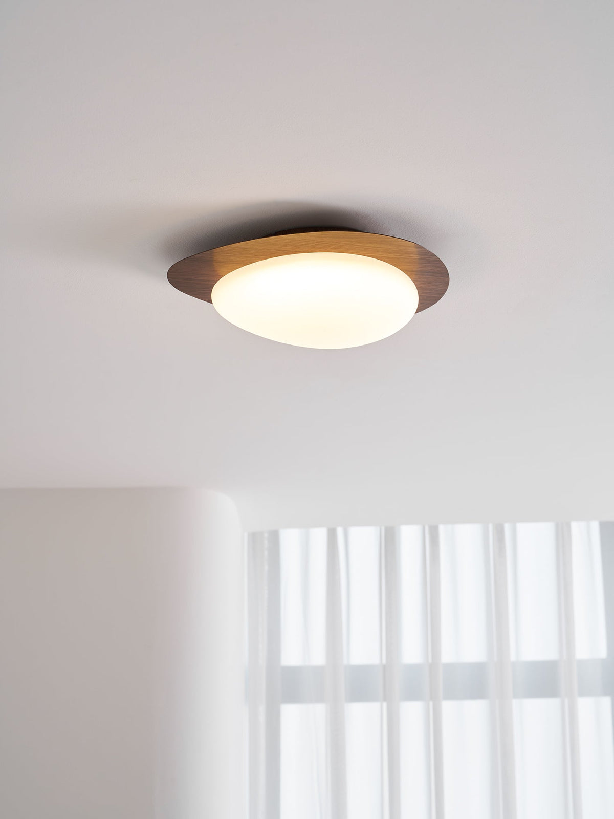 Compact LED Ceiling Lamp 12W Wooden Flush Mount