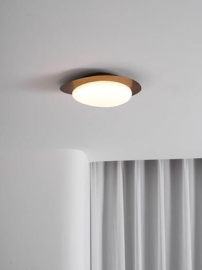 Compact LED Ceiling Lamp 12W Wooden Flush Mount